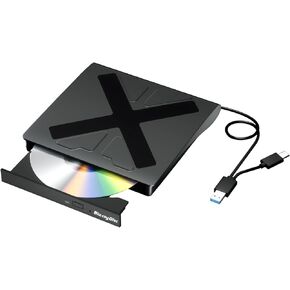 External Blu Ray Drive, USB 3.0 and Type-C Blu Ray Burner Portable Blu Ray DVD/CD/BD Player, 3D Optical Bluray Drive Compatible with Windows XP/7/8/10/11 Macos for MacBook Laptop Desktop