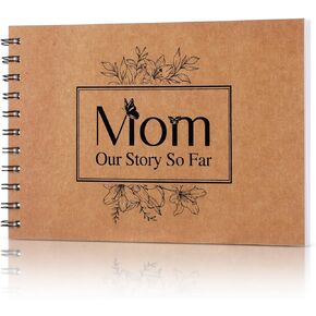 Tenceur Mothers' Day Gift Scrapbook Album Mom Photo Album Journal Scrapbook for Mothers Day Gift Ideas Record Keepsake, 13 Sheets, 8.3 x 5.8 Inches