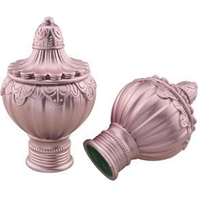 ZZLZX 2PCS Plastic Curtain Rod End Cap Hollow Curtain Rod Cap Decoration Curtain Rod Head Ornament Crown Shaped End Cap Rose Gold Suitable for 26-28mm Curtain Rod End
