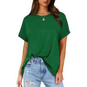 Besshopie Women's Oversized T Shirts Short Sleeve Crewneck Summer Tops Casual Loose Basic Tee Shirts 2024 Trendy Clothes