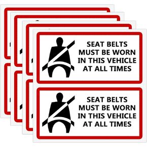 Seat Belts Must Be Worn In This Vehicle Sign Stickers,4x2 Inch,8 Pcs Per Pack