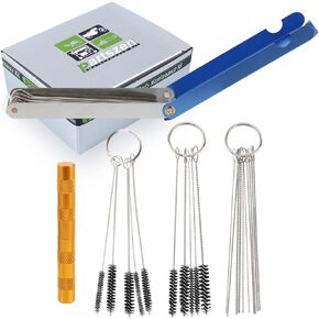 partszen Carburetors Carbon Dirt Jet Remove Cleaner Tool Kit Torch Tip Cleaner Wires Tool Set Nylon Brushes Cleaning Needles Stainless Steel Wrench Tool Kit for ATV Moped Welder Carb