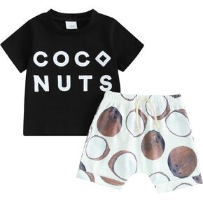 fhutpw Toddler Baby Boy Clothes Summer Short Sleeve Letter Tops & Casual Shorts Set Infant 6 12 18 24 Months Outfits
