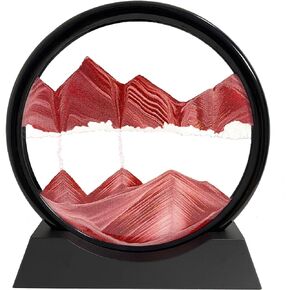 Moving Sand Art Picture - Sand Art Liquid Motion 3D Deep Sea Sandscape, Round Glass Frame Display Flowing Sand Relaxing Toy for Desktop Home Office Work Ocean Decor(Black, 7")