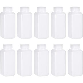 uxcell Plastic Lab Chemical Reagent Bottle, 500ml/16.9 oz Wide Mouth Sample Sealing Liquid/Solid Storage Bottles, White 10pcs
