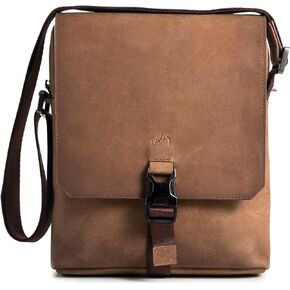 VELEZ Top Grain Leather Bag For Men - Small Sling Messenger Bags - 11 inch Tablet - Mens Crossbody Shoulder Purse