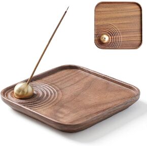 Preshwous Retro Incense Holder, Copper Ball Incense Burner with Wooden Tray, Elegant Insence-Stick Holder Adjustable Angle for Yoga, Meditation, Reading, Working