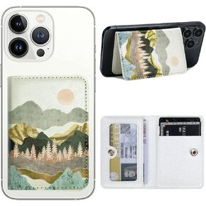 Fanlecc Leather Phone Wallet Card Holder for Back of Phone- 3 Layer PU Leather Card Sleeves Stick on Suitable for iPhone, Samsung, Android and Most Smart Phones (Silver)