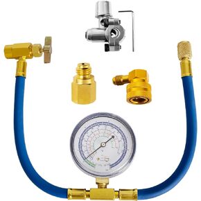 Belleone R134a Refrigerant Recharge Kit with BPV31 Bullet Piercing Valve and R134a Quick Coupler, R134a/R-12/R-22 Freon Refrigerant Hose Can Tap Kit for A/C System - Easy to use