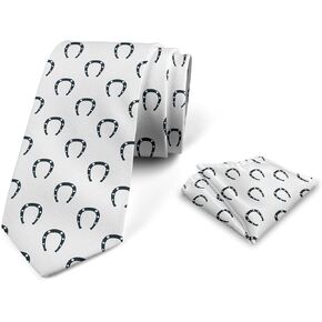 Lunarable Men's Tie Set, Necktie Set Groom Handkerchief for Parties Weddings & All Occasions