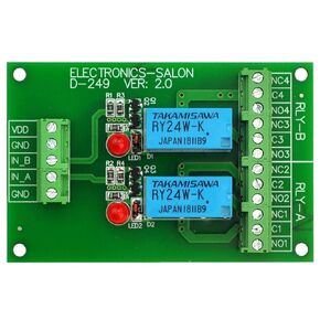 Electronics-Salon 2 DPDT Signal Relay Module Board, DC 12V Version, for Arduino Raspberry-Pi 8051 PIC.