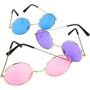 Rhode Island Novelty Round Color Lens Sunglasses 1 Pair of Purple Glasses