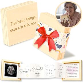WOODAMORE Cute Pregnancy Announcement for Grandma - Grandparents Baby Announcement Gifts, Surprise Grandma Pregnancy Announcement Box, New Baby Reveal Ideas, Pregnancy Reveal Promoted To Grandma