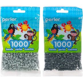 Perler Bead Bag 1000, Bundle of Pewter and Charcoal (2 Pack)