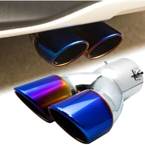 3 inch exhaust tip, universal automotive stainless steel adjustable exhaust tip, bolt-on, polished, blue-plated exhaust tailpipe
