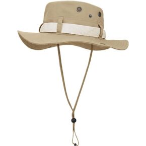LLmoway Sun Hats Packable Safari Hat Wide Brim Bucket Hat with Strap for Men Women Summer Fishing Hiking Cotton Cowboy Hat