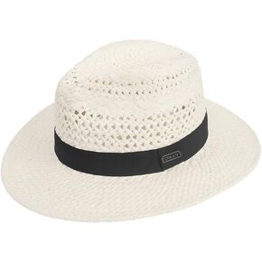 Straw Fedora Panama Hat for Women Men - Summer Beach Sun Hats Wide Brim UV Protection Lightweight