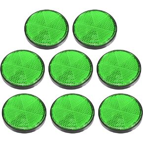 X AUTOHAUX 8 Pcs Round Stick-on Safety Spoke Reflective Self Adhesive Reflector for Gate Posts Cars Trailer Motorcycle Trucks Boat Bicycle Bike Green