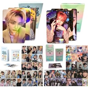 Neffliwe 100 Pcs/2 Pack Stray Kids Laser Photocards Kpop SKZ Lomo Cards 5-Star Album Card Kpop Merchandise Gift for Fans