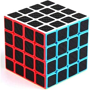 Cuberspeed Magic Cube 4x4 Stickerless Bright with Black Sticker Speed Cube Phantom Carbon Fiber Sticker 4x4x4 Color Magic Cube