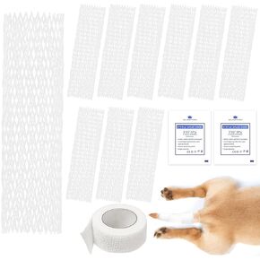 UNIFAMILY حامي ذيل الكلب، 10 قطع من ضمادات أنبوبية قابلة للتنفس للكلاب، ضمادة شبكية مرنة لتضميد الجروح، بالإضافة إلى وسادتي شاش وضمادة ذاتية اللصق للكلاب والقطط والحيوانات الأليفة الأخرى in Kuwait