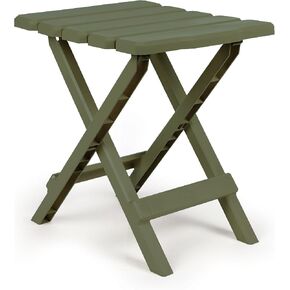 Camco Adirondack Portable Outdoor Camping Small Weatherproof Rustproof Durable Plastic Folding Side Table for Indoor and Outdoor Use, Taupe in Kuwait