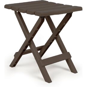 Camco Adirondack Portable Outdoor Camping Small Weatherproof Rustproof Durable Plastic Folding Side Table for Indoor and Outdoor Use, Taupe in Kuwait