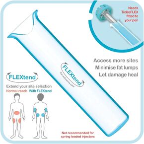Insulin Pen Needle Injection Aid - Patent Pending Innovative Award Winning Universal Fit Add-on for Standard Pen Needles for Reducing Pain, Bruising & Anxiety (TickleFlex 2 Pack)
