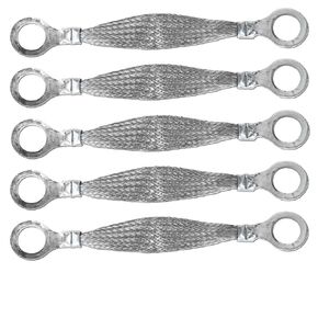 4" x 1/2" Braided Ground Straps (1/2" Ring to 1/2" Ring)-5pcs | Made in USA