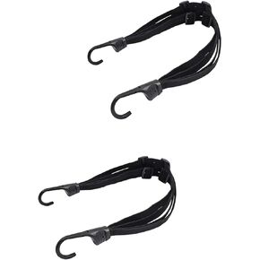 2 Pcs Universal Motorcycle Helmet Luggage Rope 24" Motorcycle Bungee Cord Bandage Retractable Elastic Strap with 2 Hooks (Black)