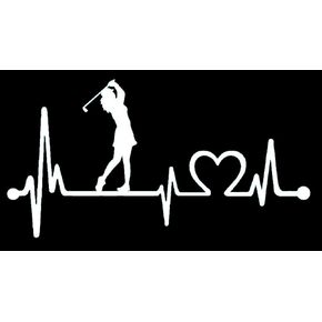 Bluegrass Decals K1080 Lady Golfer Ladies Golf Heartbeat Lifeline Decal Sticker