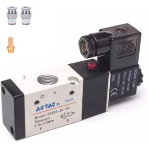Solenoid Valve 3/2 way 1/4"PT Normally Closed Pneumatic AirTAC 3V210-08 DC24V Air Single Coil Pilot-Operated Electric 2 Position 3Way Connection Ty