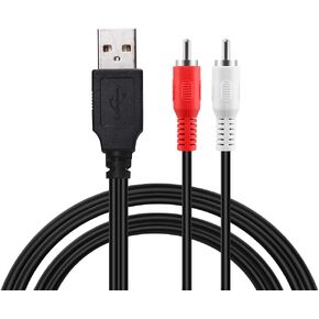 Duttek USB to RCA Cable, RCA Audio Aux Cable, USB 2.0 Male to 2 RCA Male Video AV A/V Converter PC Stereo Y Splitter Adapter for Audio Capture Card Splitter Adapter Cable for TV/Mac/PC (5 Ft/1.5m)