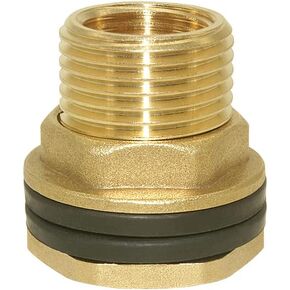 Hooshing Brass Bulkhead Fitting 1/2" Female 3/4" GHT Male Threaded Water Tank Connector with Rubber Ring
