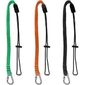 Retractable Tool Lanyard, 3 Pack Safety Tool Leash with Aluminum Lock Carabiner Clip and Adjustable Loop End, Fall Protection Tough Scaffold Tether for Hand Tools/Construction/Scaffolding/Roofing