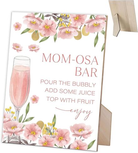 Blush Pink Momosa Bar Sign,Blush Pink Baby Shower Sign,for Baby Shower,Gender Reveal Party,Baby Shower Momosa Sign,Baby Shower Floral Decorations,Gender Reveal Tabletop Sign,Wood Signage With Stand,25 in Saudi Arabia