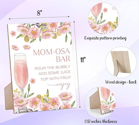 Blush Pink Momosa Bar Sign,Blush Pink Baby Shower Sign,for Baby Shower,Gender Reveal Party,Baby Shower Momosa Sign,Baby Shower Floral Decorations,Gender Reveal Tabletop Sign,Wood Signage With Stand,25 in Saudi Arabia