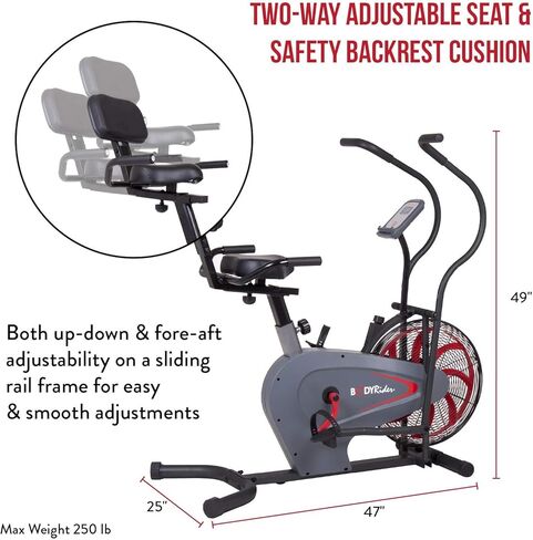 Body Rider BRF980، دراجة مروحة مقاومة للهواء مع تقنية Curve-Crank ودعم الظهر in Kuwait