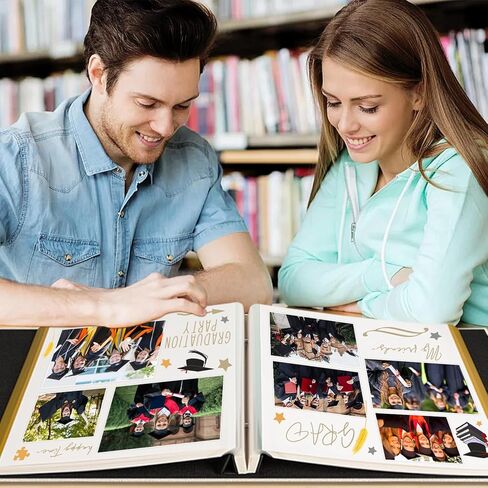 Lanpn ألبوم قصاصات التخرج ألبوم صور ذاتي اللصق، كتاب قصاصات الذاكرة DIY، ألبوم صور التخرج، صفحات مغناطيسية لاصقة تحمل صورة مقاس 4x6 5x7 8x10 A5 (صغيرة 20 ورقة/40 صفحة، نافذة سوداء) in Kuwait