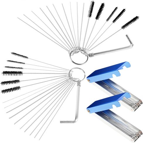 Lusofie Carburetor Carbon Dirt Jet Remove Cleaner2 Aluminum Boxes 20 Needles11 Nylon Brushes 2 Wrenches Torch Tip Carburetor Cleaning Kit Carb Cleaner for ATV Moped Welder Carb Spray Guns in Saudi Arabia