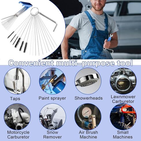 Lusofie Carburetor Carbon Dirt Jet Remove Cleaner2 Aluminum Boxes 20 Needles11 Nylon Brushes 2 Wrenches Torch Tip Carburetor Cleaning Kit Carb Cleaner for ATV Moped Welder Carb Spray Guns in Saudi Arabia