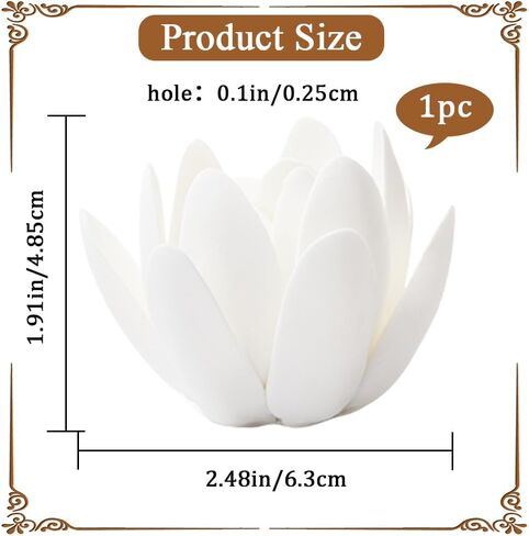GORGECRAFT Ceramic White Lotus Incense Burner Flower Cone Incense Sticks Holder Handmade Porcelain Petals Style Coil Base Support Stand for Yoga Studio Living Room Home Fragrance Decoration in Saudi Arabia