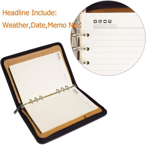 SAYEEC A5 Multifunctional Zippered Notebook Portable Travel Portfolio Inner Pocket Business 6Ring Binder Meeting Padfolio Folder Loose leaf Notepad with Calculator Pen Holder for Men&Women Gift in Kuwait
