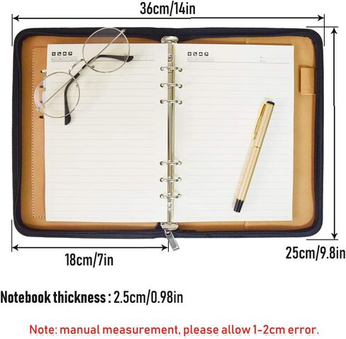 SAYEEC A5 Multifunctional Zippered Notebook Portable Travel Portfolio Inner Pocket Business 6Ring Binder Meeting Padfolio Folder Loose leaf Notepad with Calculator Pen Holder for Men&Women Gift in Kuwait