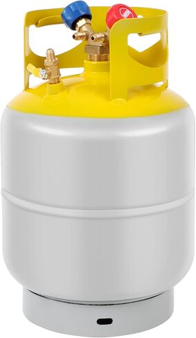Refrigerant Recovery Cylinder Tank 30 LB Capacity Y-Valve Liquid/Vapor Recovery Can Reusable Save without Float Switch for R22/R134A/R410A Gray Yellow in Saudi Arabia