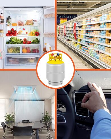Refrigerant Recovery Cylinder Tank 30 LB Capacity Y-Valve Liquid/Vapor Recovery Can Reusable Save without Float Switch for R22/R134A/R410A Gray Yellow in Saudi Arabia
