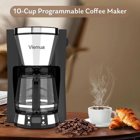 QIAYA 10-Cup Electric Programmable Coffee Maker, Automatic Drip Black Cafe-Maker with Timer, Auto Shut Off/Smart Anti-Drip System/Keep-warm Plate in Saudi Arabia