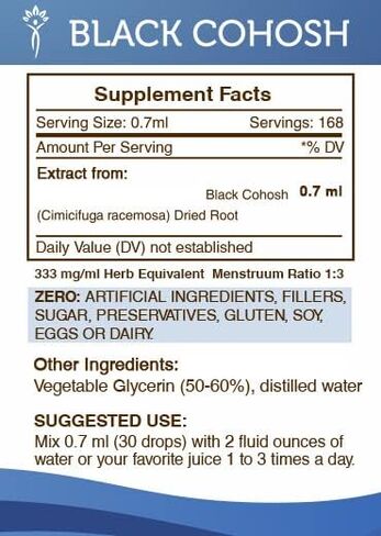 Secrets of the Tribe Black Cohosh Tincture Alcohol-Free Liquid Extract, Responsibly farmed Black Cohosh (Cimicifuga Racemosa) Dried Root (2 FL OZ) in Saudi Arabia