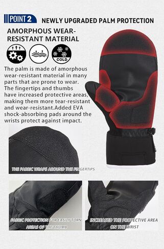 قفازات TaoTech للأطفال للتزلج على الجليد، قفازات من البولي يوريثان، قفازات مقاومة للماء وحماية من البرد للأطفال والأولاد والبنات ورياضات التزلج على الجليد في الهواء الطلق (S، Snowsaurus/أخضر) in Kuwait