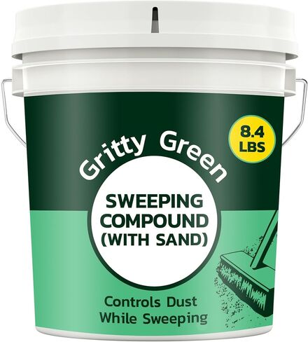 Gritty Green Sweeping Compound with Sand – Effective Dust Control on Cement & Unfinished Floors, Grit and Sand Breaks Up Loose Dust for an Even Deeper Clean, Oil Free, Made in USA (8.4 lbs) in Saudi Arabia